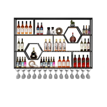 Vertical De Afișare Negru Vin Cabinet De Stocare De Tip Fagure Metal Comerciale Bar Cabinet De Casa Agățat Mueble Para Vinos Decoratiuni