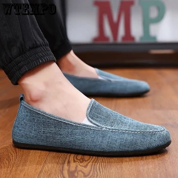 WTEMPO Bărbați Moale Respirabil Pânză Pantofi de Primavara-Vara coreean Casual Pantofi cu Toc Plat Moda Noua Canvas Slip-ons Picătură de Transport maritim