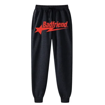 Y2K Gotic Bărbați pantaloni de Trening Lungi Interior Fleece Badfriend High Street Unisex Femei Hip Hop Pantaloni