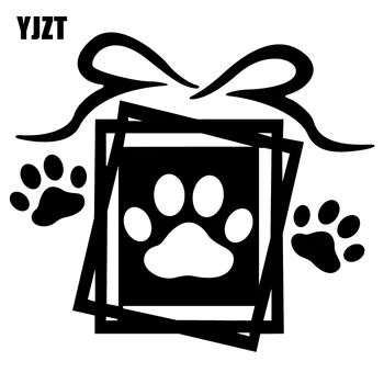 YJZT 18.5cmX16.1cm de Desene animate Drăguț Animale Creative Model Câine Laba de Imprimare de Vinil Fereastra Decal Masina Decal Negru/Argintiu rezistent la apa