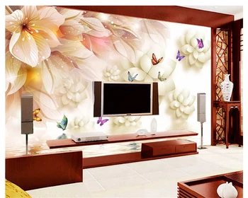 beibehang tapet pentru pereți 3 d Stereo Murale, imagini de Fundal Fantezie de Flori de Lotus Licitație Fundal papel de parede de hârtie de perete