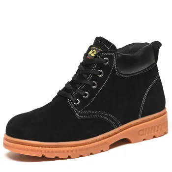 bărbați moda steel toe capace de siguranta de lucru cizme de piele de căprioară vacă din piele de securitate a platformei pantofi lucrător în condiții de siguranță cizme glezna botas proteja