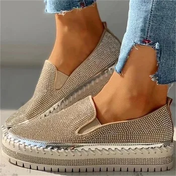 cristal adidasi Pantofi pentru Femei 2023 Apartamente Rhinestone Bling Cusut Platforma Mocasini de lux Casual, Confortabil de sex Feminin pantofi femei