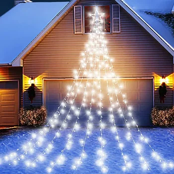 În aer liber de Crăciun Star Cascadă de Lumină 9X3.5M 350LED Pom de Crăciun Sloi de gheață Lumina Solara Ghirlanda de Lumina pentru Vacanta de Arbore de Decor
