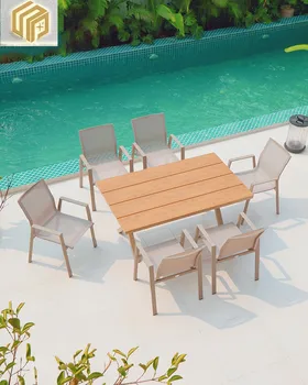 În aer liber, mese si scaune de Gradina de agrement retractabil mese de Gradina din plastic lemn de protecție solară rezistent la apa terasă în aer liber în aer liber tab