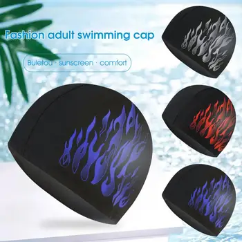 Înot Piscină Pălărie Rezistente la Uzură Înoate în Piscină Capac de Piele-atingerea Confortabil Utile 3D Flacără de Imprimare Bărbați Capac de Înot