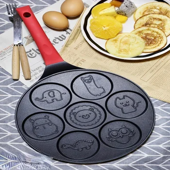 Șapte găuri mic Dejun Tigaie Fata de Animale Design Multi-funcție Roata Pancake Pan Ou Mic Găluște Non-stick de Prăjire Mucegai